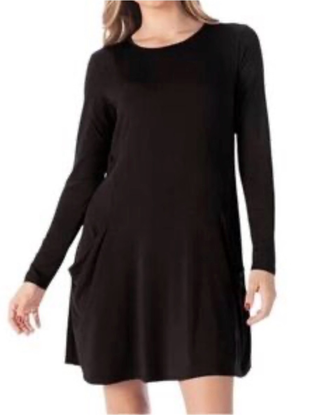 Betabrand Black Travel Dress Long Sleeve with Pockets Size XS